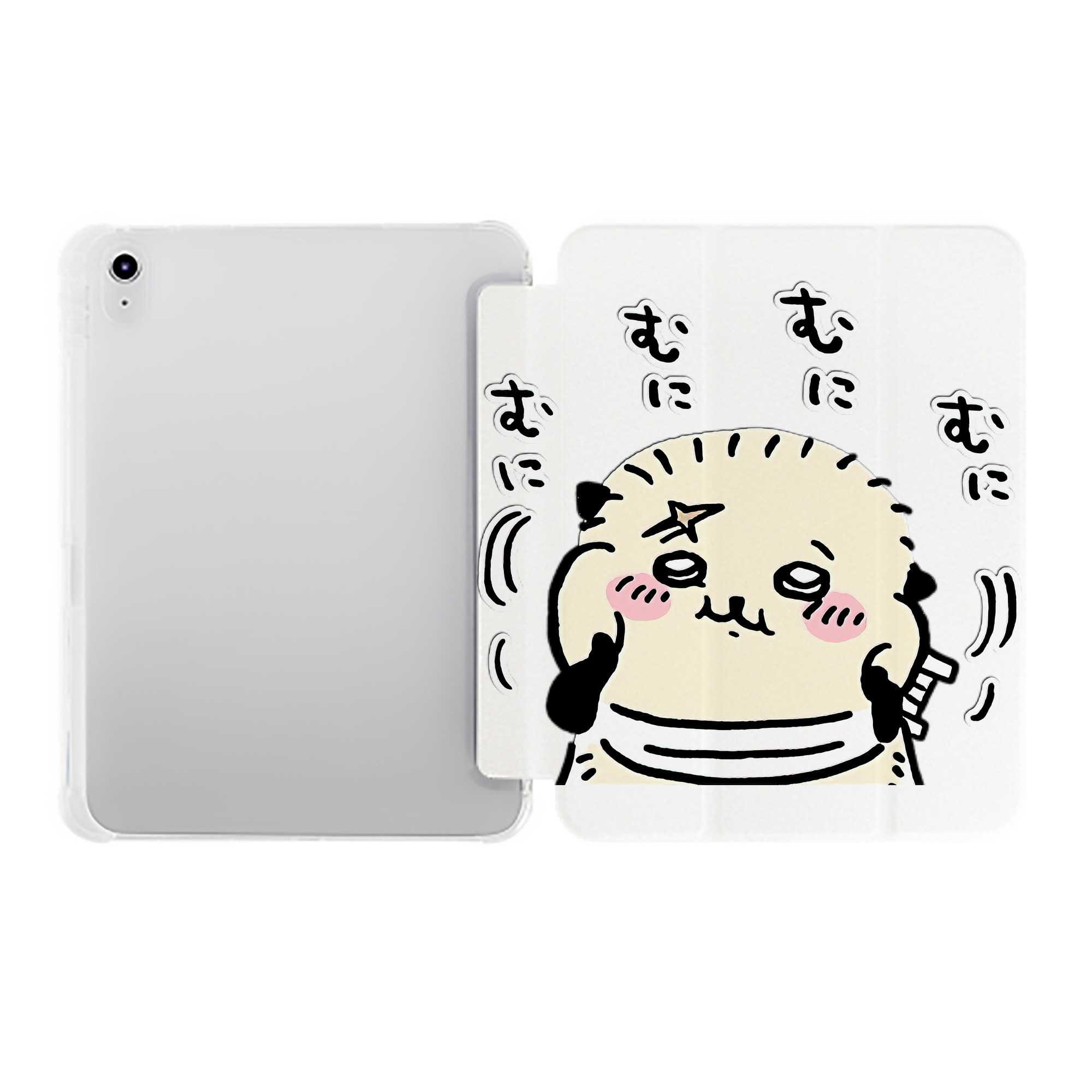 （画像用） ちいかわ ラッコ Chii-kawa Sea otter IPad ケース ペン収納付き 三つ折りスタンド PUレザー×シリコン 対応機種9.5/10.5/10.9インチ